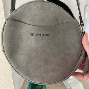 Portland Leather Circle Crossbody in slate w matching wallet